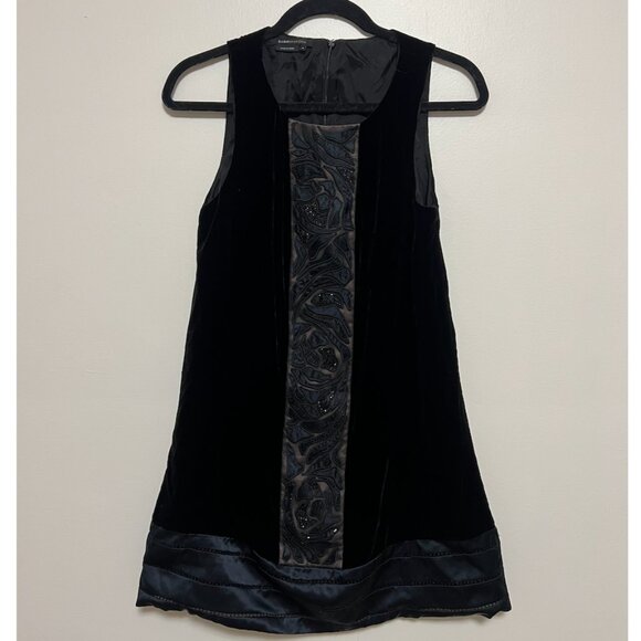 BCBGMaxAzria Dresses & Skirts - BCBG MAXAZRIA Black Beaded Velvet Blended Silk Mesh Dress
